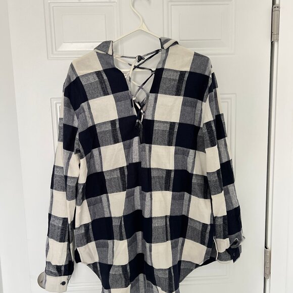 Plaid Tie Back Shirt - Picture 2 of 2